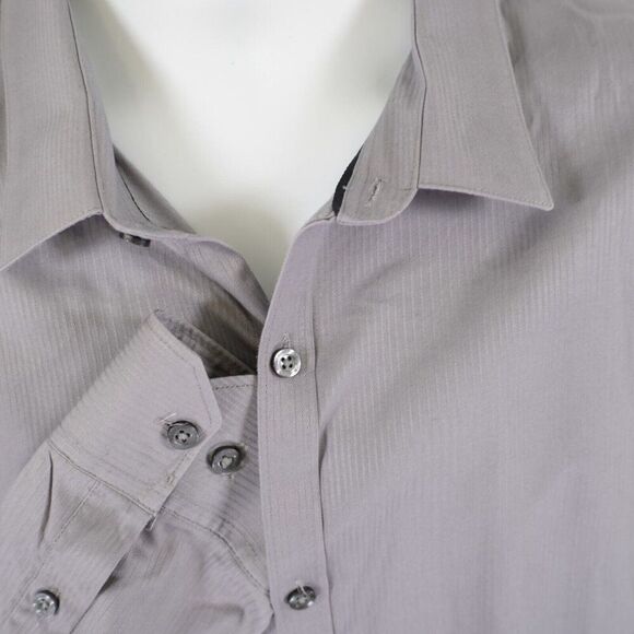 Structure‎ Gray Striped Slim Fit XL Collared Dress Shirt Long Sleeve - Picture 2 of 9